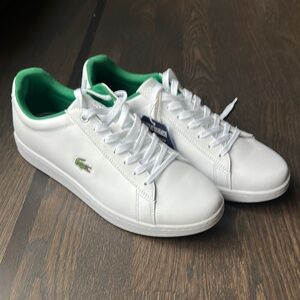 Lacoste White and Green Sneakers with Leather Accents